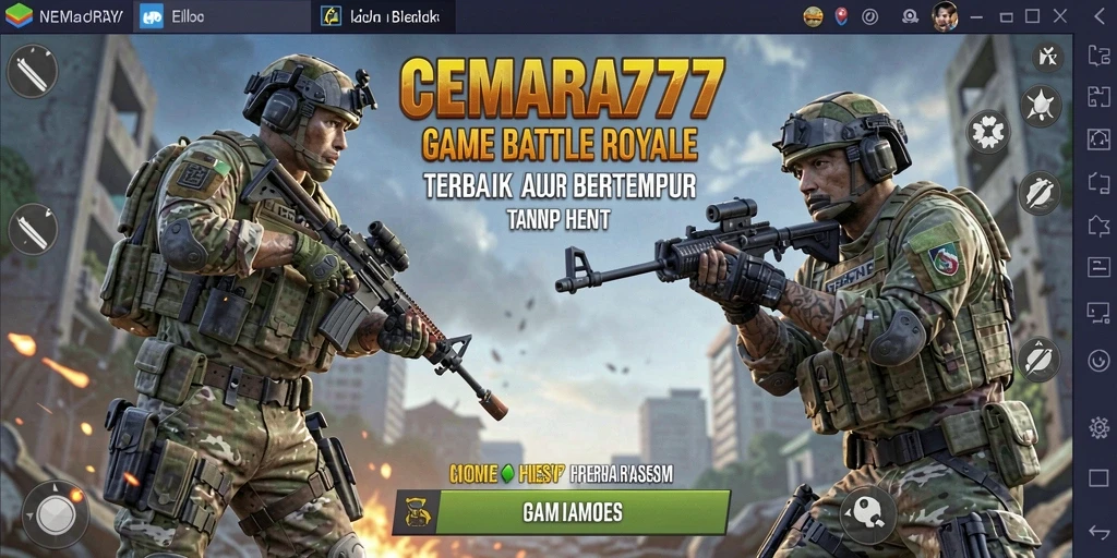 Screenshot CEMARA777 menunjukkan aksi intens dalam gameplay Battle Royale.
