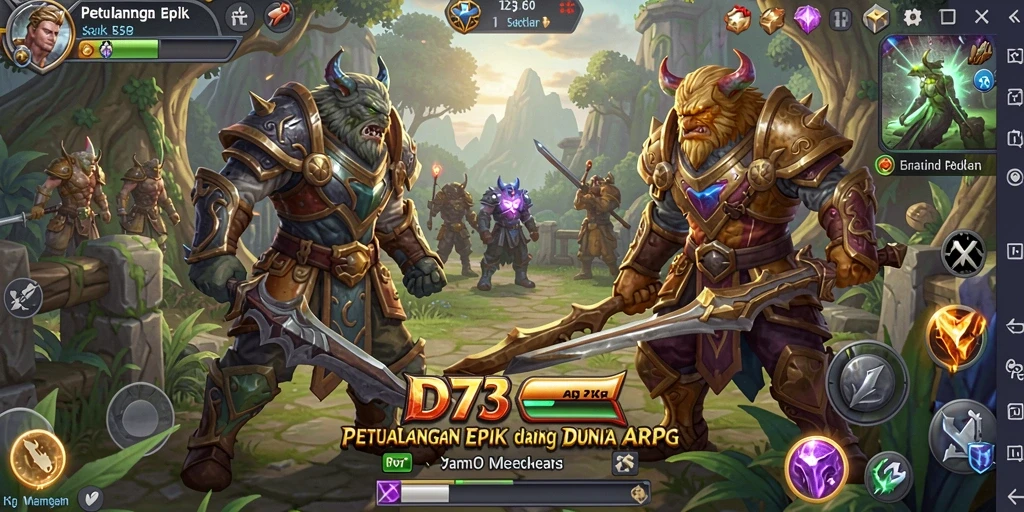 Tampilan gameplay D73 yang mendebarkan dalam aksi ARPG.