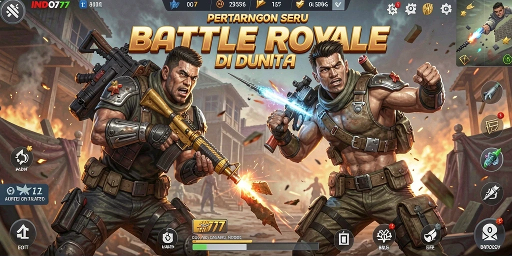 Tampilan gameplay INDO777 dengan pertempuran yang intens dan strategi mendebarkan.