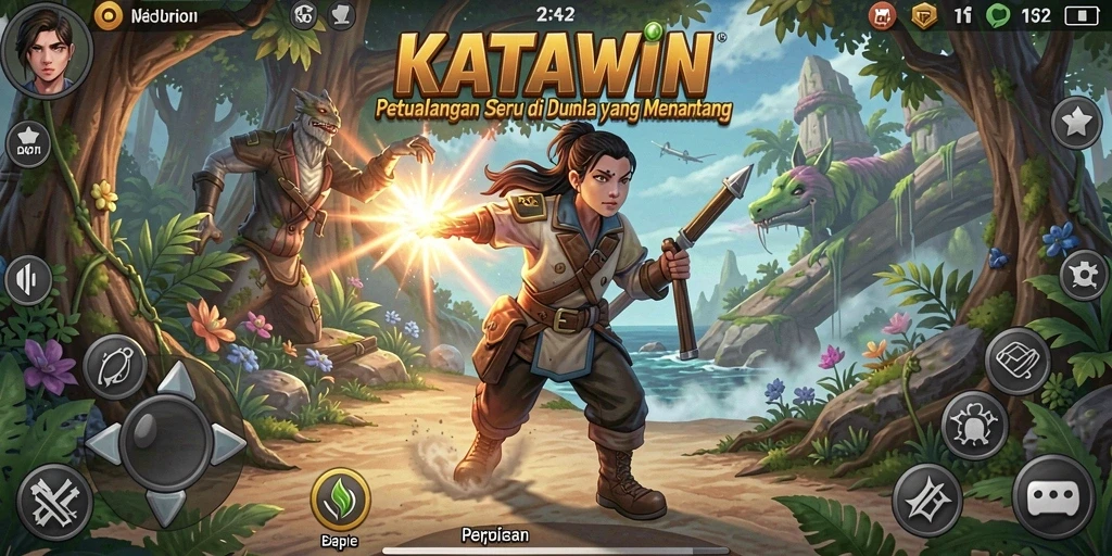 Tampilan gameplay KATAWIN yang menarik dan penuh aksi petualangan.