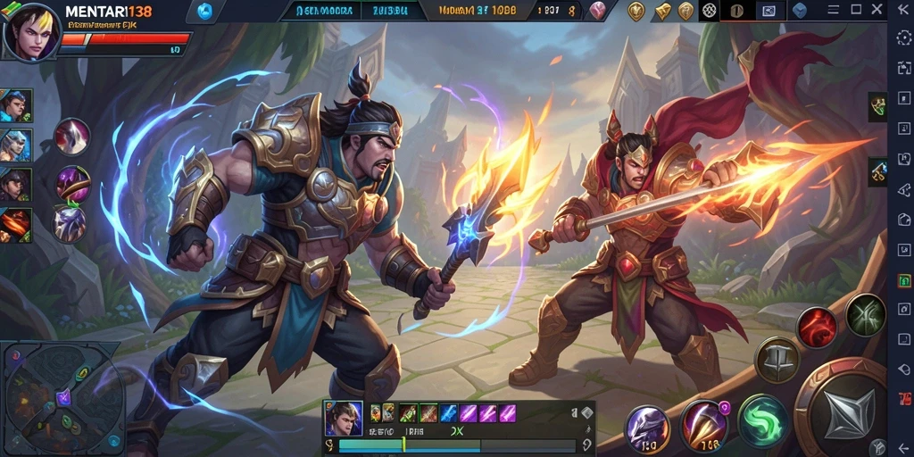 Screenshot gameplay MENTARI138 dengan aksi seru di arena MOBA.