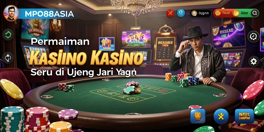 Screenshot menunjukkan antarmuka permainan Kasino yang menarik dan interaktif.