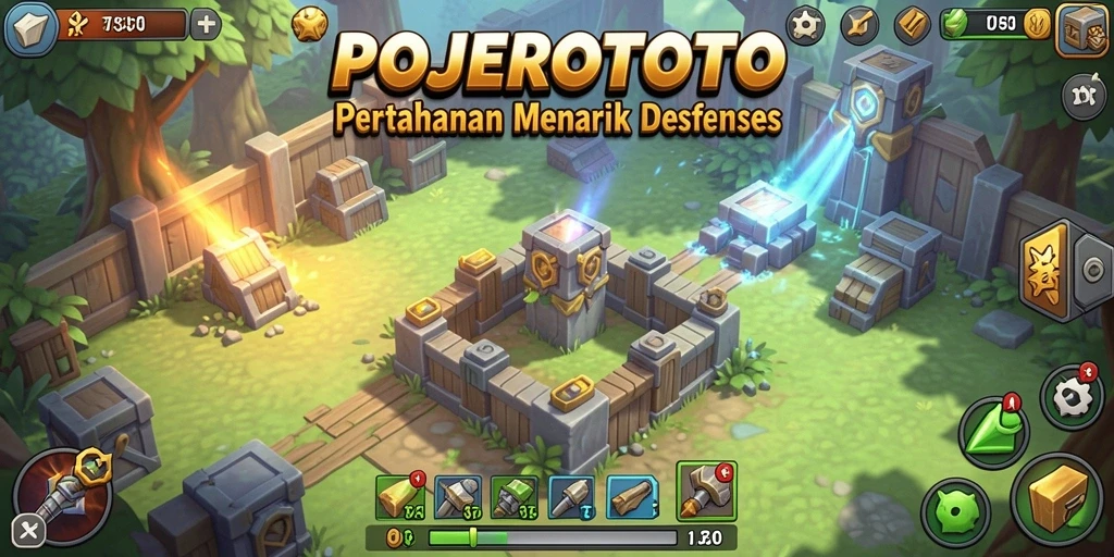 Tampilan gameplay POJEROTOTO yang seru dalam pertahanan menara.