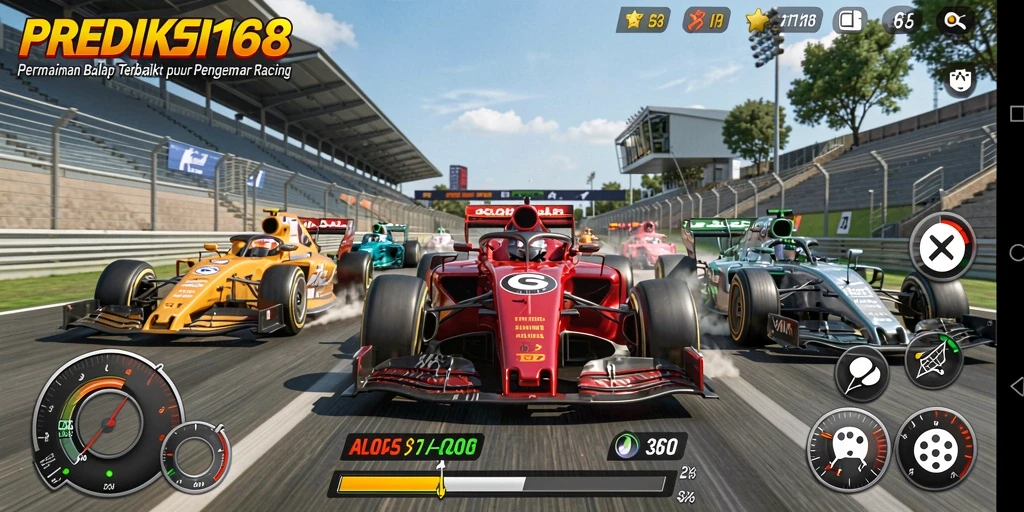 Tampilan gameplay seru dalam PREDIKSI168 saat balapan.