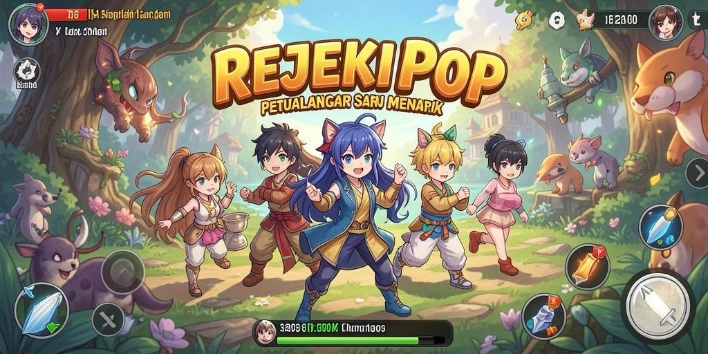 Screenshot gameplay REJEKIPOP menampilkan aksi seru dan karakter Anime.