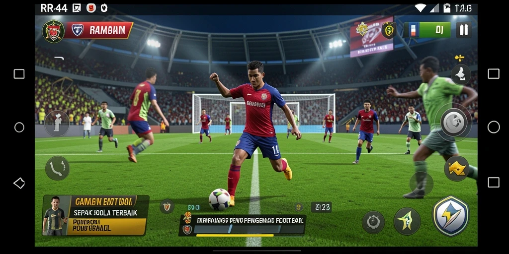 Tampilan screenshot RR44 menampilkan aksi seru dalam pertandingan sepak bola.